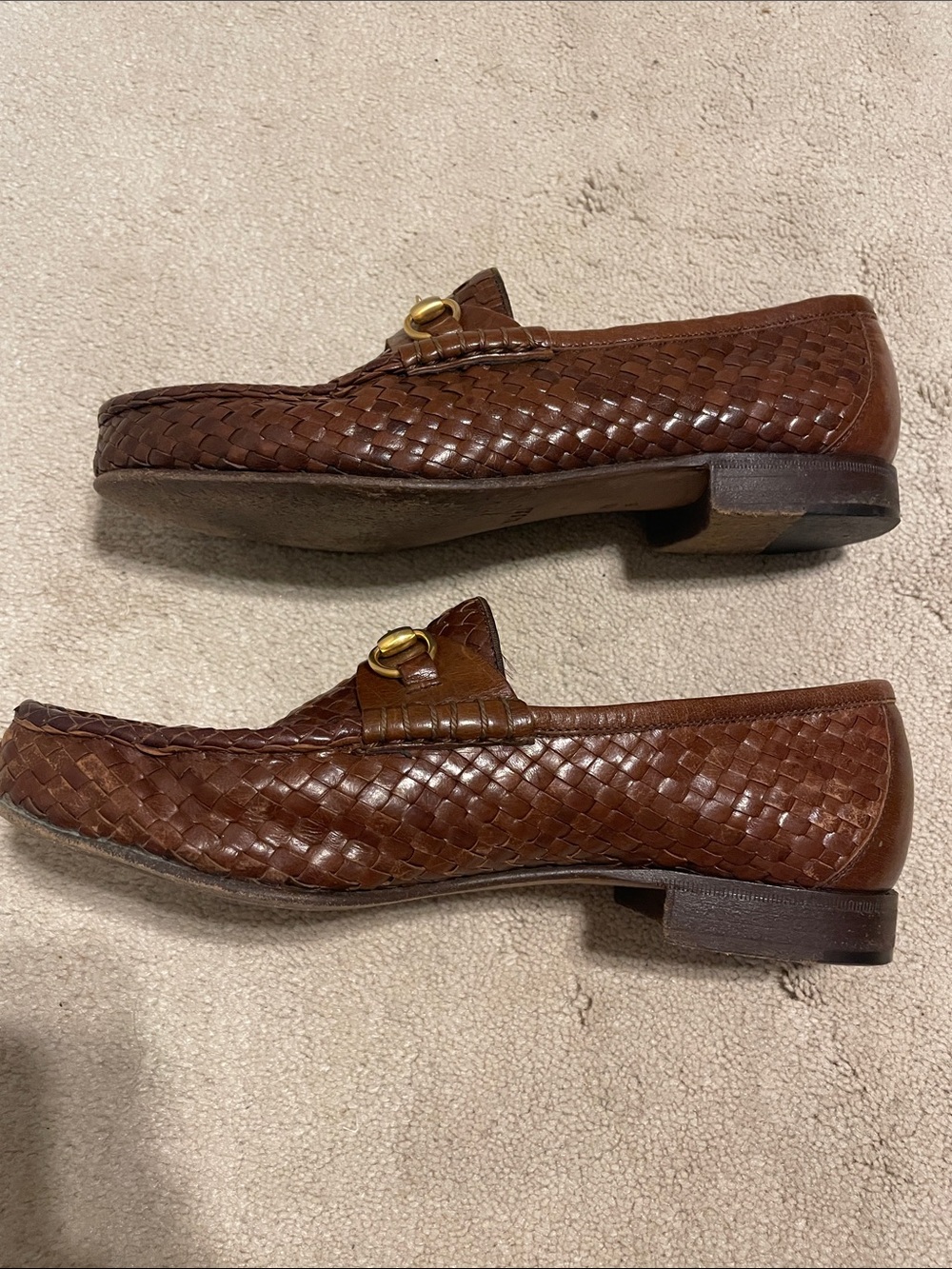 EUC Vintage Gucci brown woven leather loafers - Picture 7 of 10